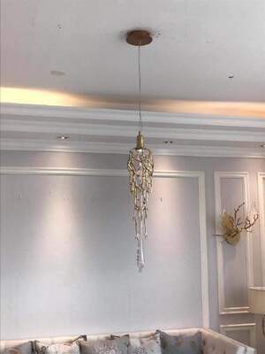 Đèn chùm pha lê sang trọng Ánh sáng mặt dây chuyền Phòng khiêu vũ Grand Foyer Vàng quá khổ Hoàn thiện trần Đèn trang trí