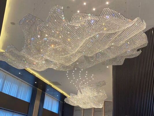 Thiết kế riêng được thực hiện hiện đại Châu Âu Crystal Ribbon Đèn chùm xoắn ốc Tiệc trang trí nghệ thuật Đèn chiếu sáng