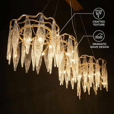 Đèn cao cấp Marble Multi-Pendant Crystal Chandelier Light Custom Hanging Fixture Khách sạn Villa Club